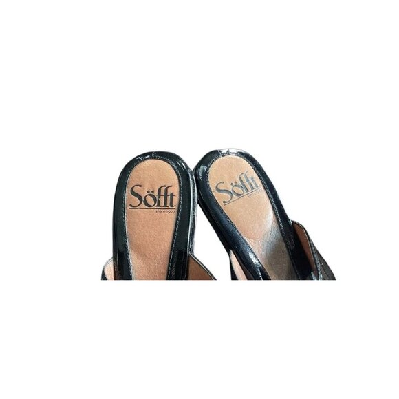 Sofft Anita Patent Leather Wedge Sandals Sz 8M Black Slide Mules Embellished - Picture 6 of 8